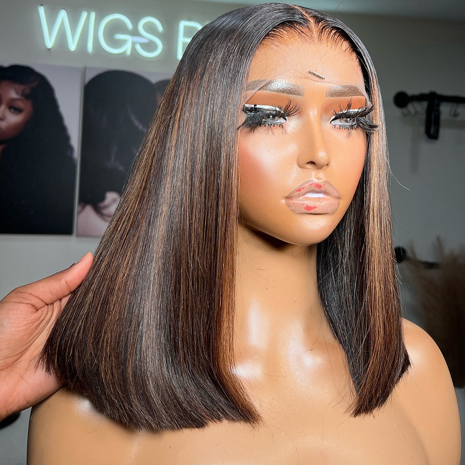 Balayage 1B/30# Colored BOB HD Transparent 13x6 Lace Front Wig 5x5 Glueless Ready To Go Human Hair Wig