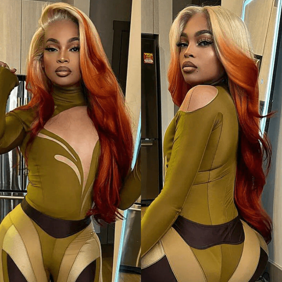 Ombre Blonde Colored 13x6 Lace Front Human Hair Wigs Body Wave