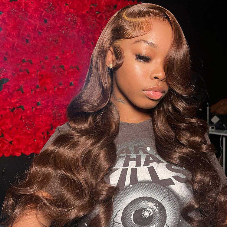 SUPER DEAL !  Chocolate Brown HD Transparent 13x6 Lace Front Human Hair Wigs