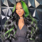 Highlight Black With Green 13x6 Lace Closure Front Wig 5x5 Glueless Ready To Go Human Hair Wigs Body Wave