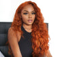 Ginger Orange Colored 13x6 Lace Front Closure Wig 5x5 Ready To Go Water Wave Human Hair Wig