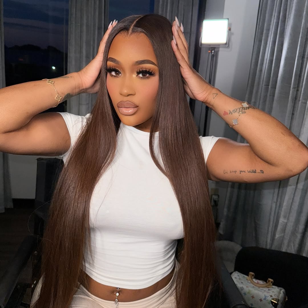 Premium 10A 210% Density Undetectable HD Lace Chocolate Brown Colored Human Hair Wigs Straight