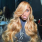 Balayage Ginger Blonde Colored HD Transparent 13x6 Lace Front Straight Human Hair Wigs