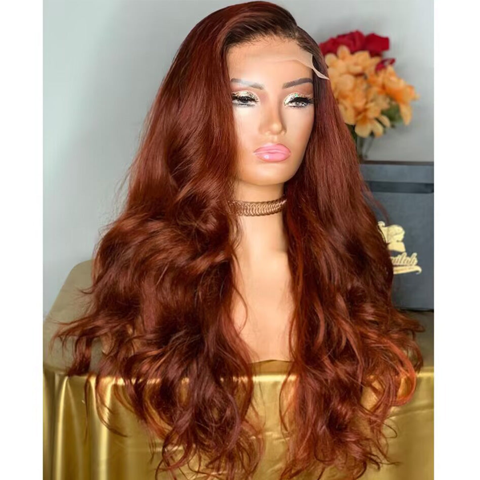 Copper Colored 13x6 Lace Front Closure Wig 5x5 Glueless Ready To Wear Human Hair Wigs