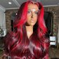 Highlight Burgundy With Red Colored 13x6 Lace Front Closure Wig 5x5 Glueless Ready To Go Human Hair Wigs