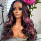 Balayage Purple With Black 13x6 Lace Front Closure Wig 5x5 Glueless Ready To Go Human Hair Wigs