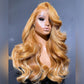 Balayage Ginger Blonde Colored HD Transparent 13x6 Lace Front Straight Human Hair Wigs