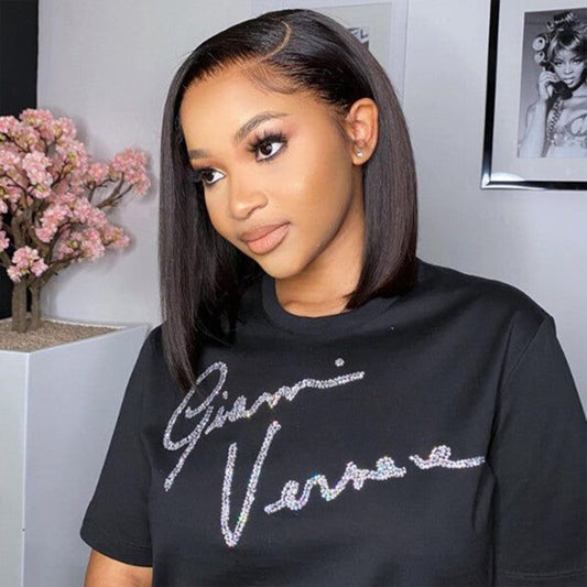 210% Density BOB 13x6 Lace Front Wig 5x5 Lace Glueless Ready To Go Human Hair Wigs Straight Hair