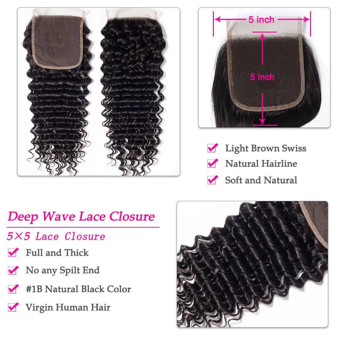 10A Jerry Curly Human Hair 3 Bundles With 5x5 Closure 100% Remy Human Hair