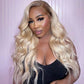 Ombre Blonde Color #4/613 HD Transparent 13x6 Lace Front Human Hair Wig