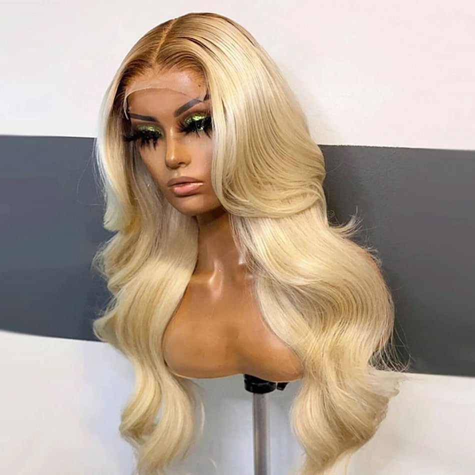 Ombre Blonde Color #4/613 HD Transparent 13x6 Lace Front Human Hair Wig