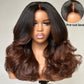 250% Density Heavy Layered Cut Ombre Brown Colored Glueless Lace Wig