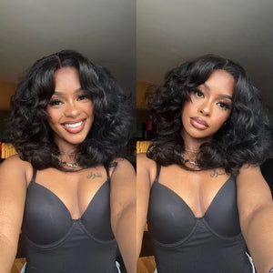 250% Density Curtain Bang Layered Cut Glueless Lace Wig