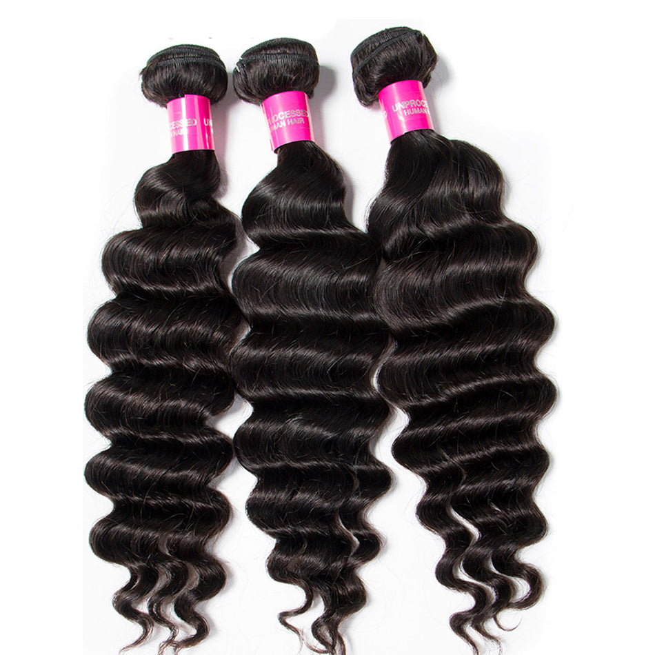 10A Brazilian Loose Deep Wave Hair 1/3/4 Bundles Deal 100% Remy Human Hair Weave
