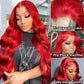 SUPER DEAL ! Hot Red Colored 13x6 Transparent HD Lace Front Human Hair Wigs