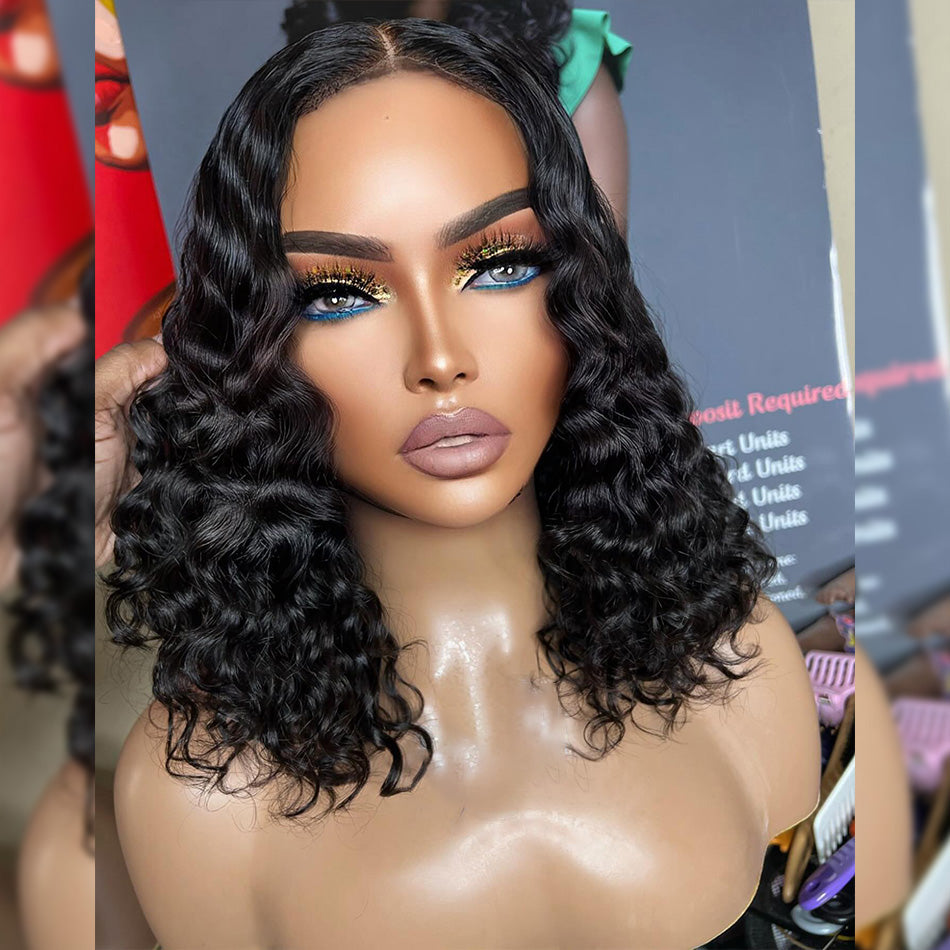 Hairstyle Works 210% Density BOB Transparent 13x6 Lace Front Wig 5x5 Glueless Ready Go Human Hair Wig Deep Wave