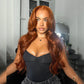 Copper Colored 13x6 Lace Closure Front Wig 5x5 Glueless Ready To Go Human Hair Wigs Body Wave