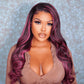 Balayage Purple With Black 13x6 Lace Front Closure Wig 5x5 Glueless Ready To Go Human Hair Wigs