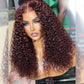 Hairstylist Works HD Transparent 13x6 Lace Front Wig 5x5 Glueless Curly Ready To Wear Human Hair Wigs 99j Wine Red Colored Wigs