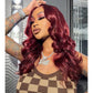 13x6 Lace Front Wig 5x5 Glueless Ready To Go Human Hair Wigs 99J Burgundy Colored Wigs Chest Length