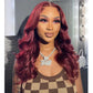 13x6 Lace Front Wig 5x5 Glueless Ready To Go Human Hair Wigs 99J Burgundy Colored Wigs Chest Length