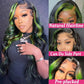 Highlight Black With Green 13x6 Lace Closure Front Wig 5x5 Glueless Ready To Go Human Hair Wigs Body Wave