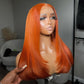 Hairstyle Works Orange Colored Elegant 13x6 Lace Front Wig 5x5 Glueless Lace Closure Ready To Wear Human Hair Wigs
