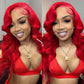 SUPER DEAL ! Hot Red Colored 13x6 Transparent HD Lace Front Human Hair Wigs