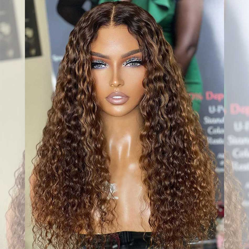 Premium 10A 210% Density Highlight Brown Mixed Colored Undetectable HD 5x5 13x4 Full Lace Frontal Closure Straight Human Hair Wigs