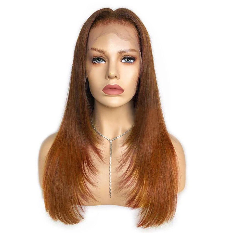 4 Colors Available Layered Cut Human Hair Wigs Straight Elegant Hairstyle