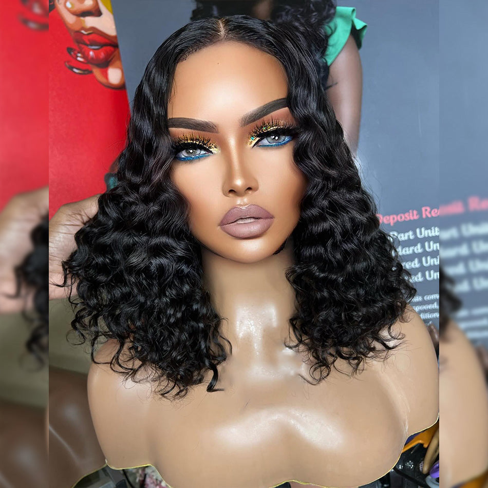 Hairstyle Works 210% Density BOB Transparent 13x6 Lace Front Wig 5x5 Glueless Ready Go Human Hair Wig Deep Wave