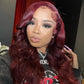 SUPER DEAL ! 99J Burgundy HD Transparent 13x6 Lace Front Human Hair Wigs 5x5  Lace Glueless Ready Go Wig Body Wave