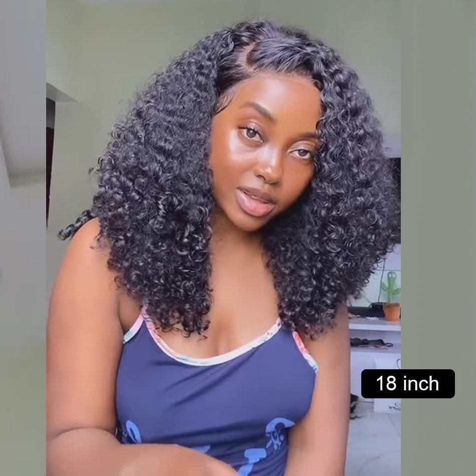 Eurasian Curly Glueless Lace Human Hair Wigs Ready To Wear