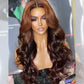 Luxurious Honey Brown Ombre Colored Wigs 5x5 Glueless Lace Closure Ready To Wear Human Hair Wigs