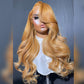 Balayage Ginger Blonde Colored HD Transparent 13x6 Lace Front Straight Human Hair Wigs