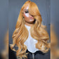 Balayage Ginger Blonde Colored HD Transparent 13x6 Lace Front Straight Human Hair Wigs