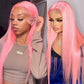 210% Density Customized Colored Pink Wigs Human Hair Pre Plucked HD Transparent 13x6 Brazilian Straight Lace Front Wigs
