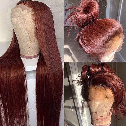 Premium 10A 210% Density Reddish Brown Colored 13x6 Lace Front Wig 6x5 Glueless Ready To Wear Human Hair Wigs