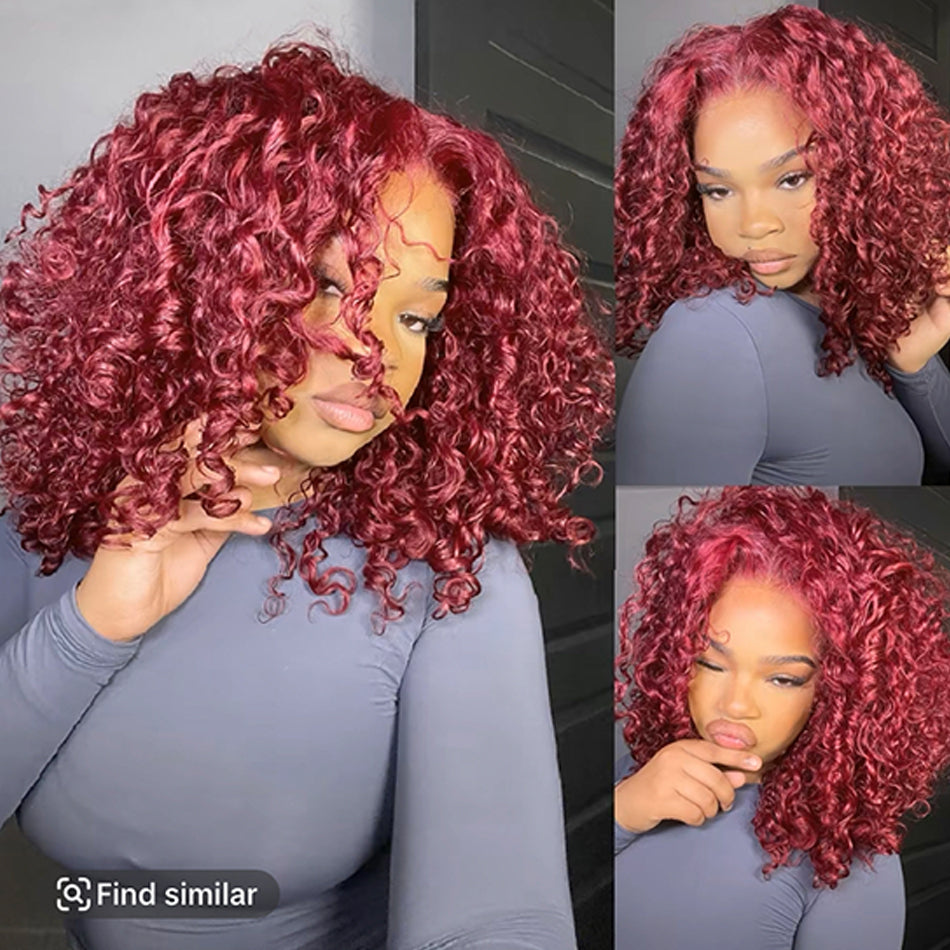No Tariff ! 5 Colores Available ,6x5 Glueless Kinky Curly Lace Wigs Colored Human Hair Ready To Wear-050