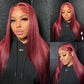 SUPER DEAL 99j Burgundy Colored 13x6 Lace Front 5x5 Glueless Lace Ready To Go Wig Straight Human Hair Wigs