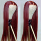 SUPER DEAL 99j Burgundy Colored 13x6 Lace Front 5x5 Glueless Lace Ready To Go Wig Straight Human Hair Wigs
