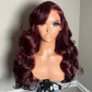SUPER DEAL ! Plum Wine Burgundy Cherry Colored 13x6 Lace Front Human Hair Wig