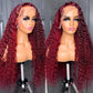 Reddish Burgundy Colored 13x6 Lace Front Closure Curly 5x5 Glueless Ready To Go Human Hair Wigs