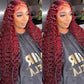 Reddish Burgundy Colored 13x6 Lace Front Closure Curly 5x5 Glueless Ready To Go Human Hair Wigs