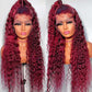 Reddish Burgundy Colored 13x6 Lace Front Closure Wig 5x5 Glueless Ready To Wear Human Hair Wigs Water Wave