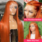 Ginger Orange Colored 13x6 Lace Front Closure Wig 5x5 Glueless Ready To Go Human Hair Wigs Brazilian Straight
