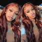 SUPER DEAL ! Reddish Brown Colored Transparent 13x6 Lace Front Human Hair Wigs Brazilian Body Wave