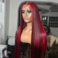 Premium 10A 210% Density Balayage Red Colored 6x5 Glueless Ready To Go Wigs 13x6 Lace Front Human Hair Wig-012