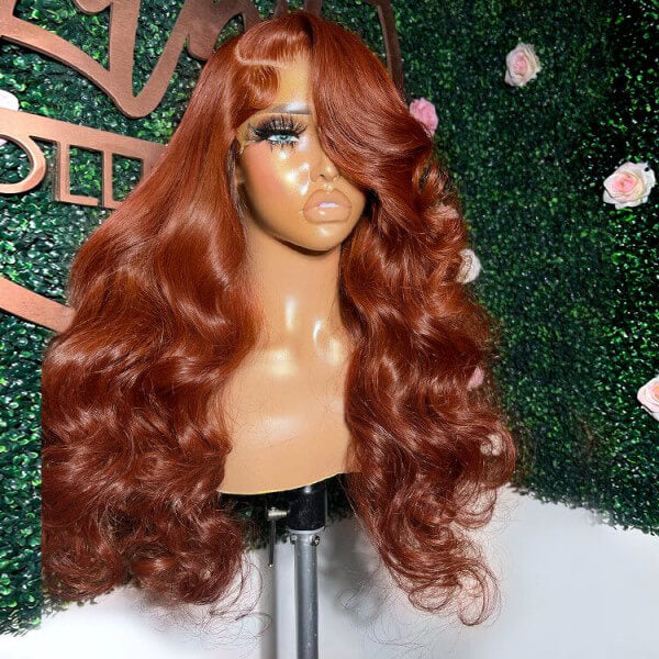 Copper Colored 13x6 Lace Front Closure Wig 5x5 Glueless Ready To Wear Human Hair Wigs