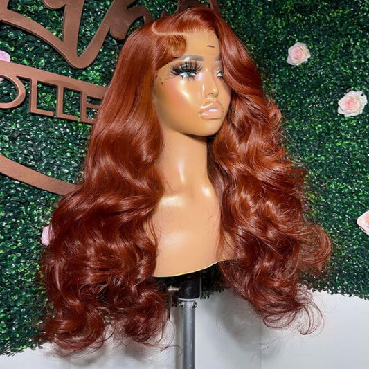 Copper Colored 13x6 Lace Front Closure Wig 5x5 Glueless Ready To Wear Human Hair Wigs